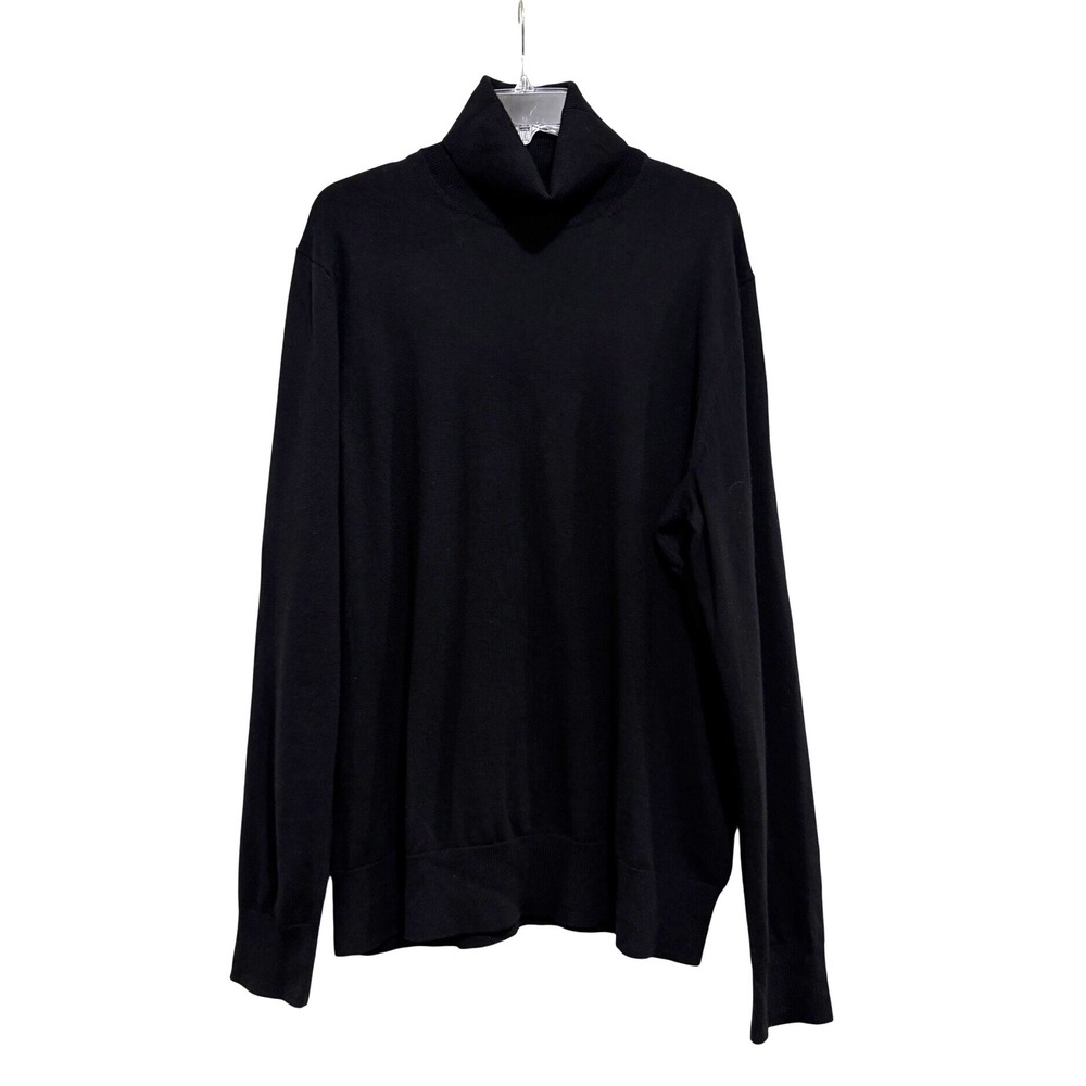 Banana Republic Mens XL Black 100% Extra Fine Merino Wool Turtleneck Sweater